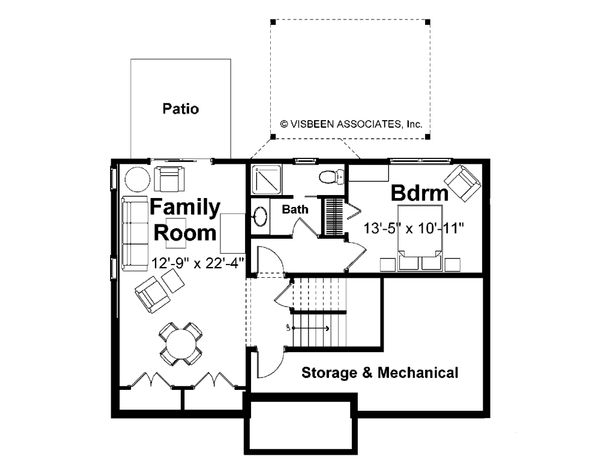 House Design - Farmhouse Floor Plan - Lower Floor Plan #928-6