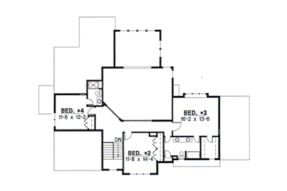 Floor Plan - Upper Floor for Traditional House Plan #67-437 - 4 bed, 3.5 bath