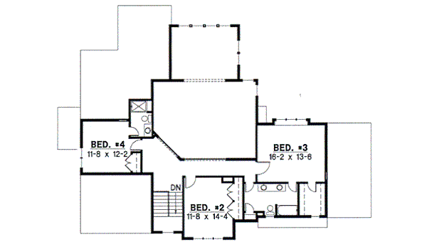 Traditional Floor Plan - Upper Floor Plan #67-437