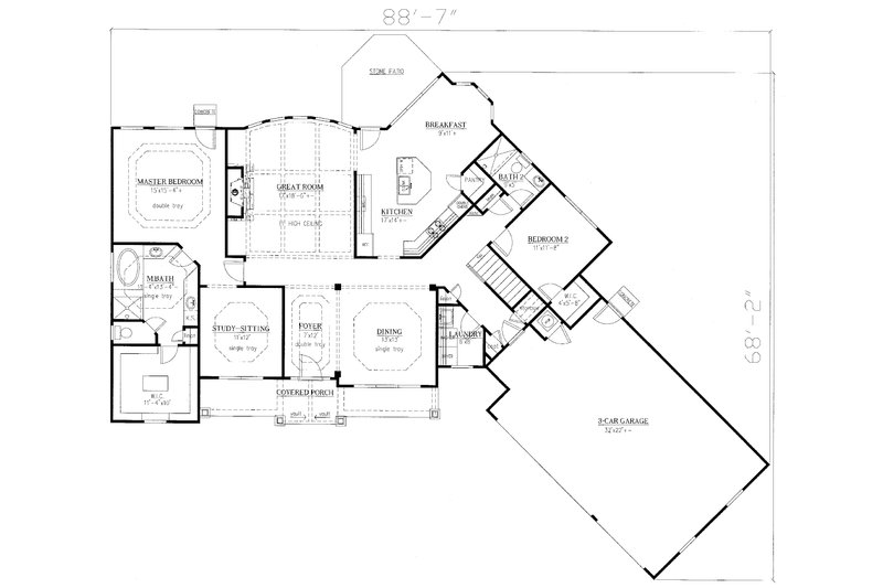Architectural House Design - Floor Plan - Main Floor for Traditional House Plan #437-106 - 3 bed, 3 bath