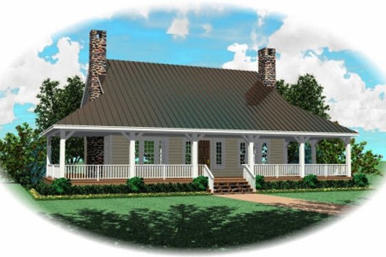 Exterior - Front Elevation for Country House Plan #81-385 - 3 bed, 2.5 bath
