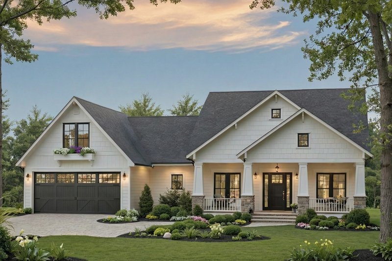 House Blueprint - Ranch Exterior - Front Elevation Plan #21-614