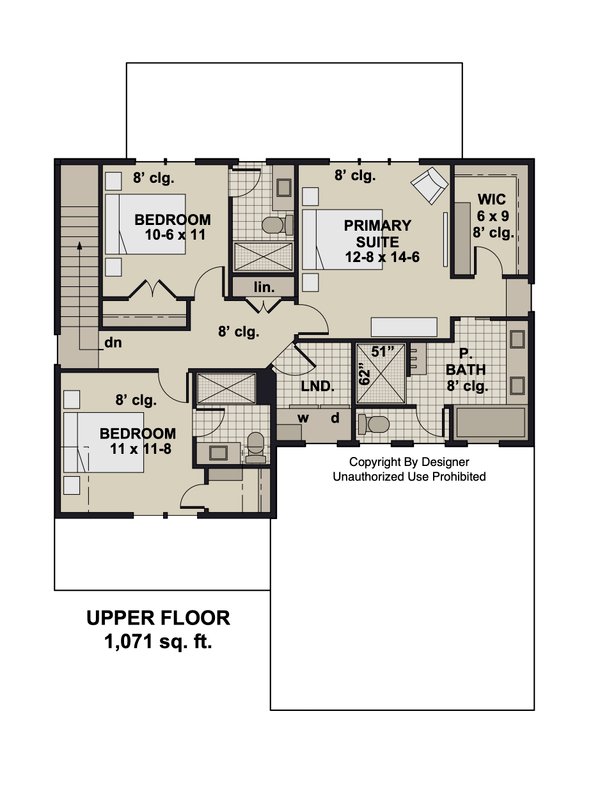 Bungalow Floor Plan - Upper Floor Plan #51-1381