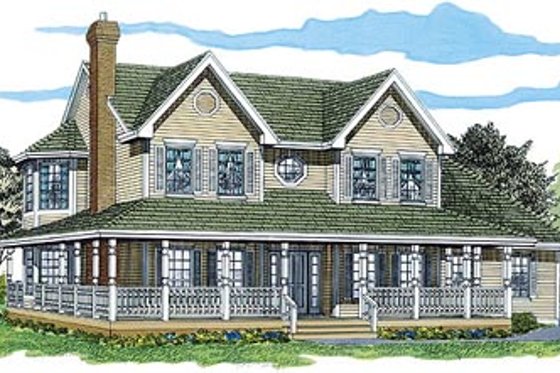 Exterior - Front Elevation for Country House Plan #47-287 - 4 bed, 2.5 bath