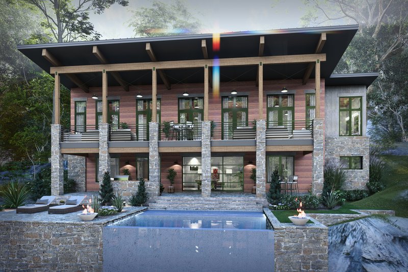 House Blueprint - Exterior - Rear Elevation 3 for Contemporary House Plan #120-293 - 3 bed, 3 bath