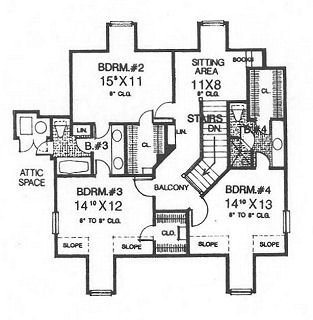 Floor Plan - Upper Floor for Farmhouse House Plan #310-625 - 4 bed, 4 bath