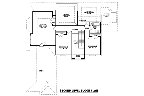 Floor Plan - Upper Floor for European House Plan #81-1137 - 3 bed, 3 bath