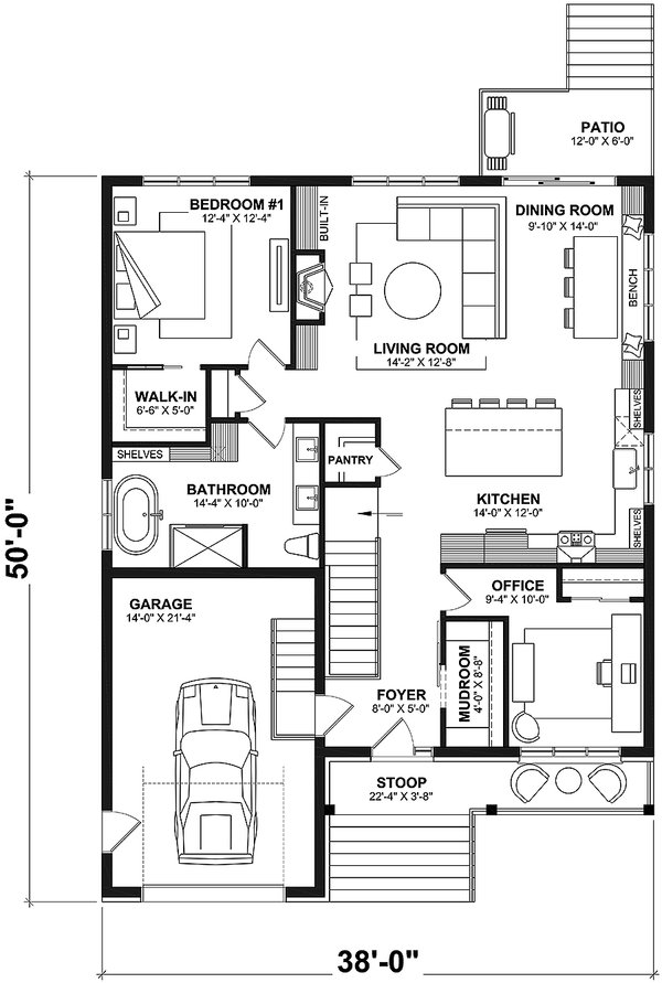 Bungalow Floor Plan - Main Floor Plan #23-2798