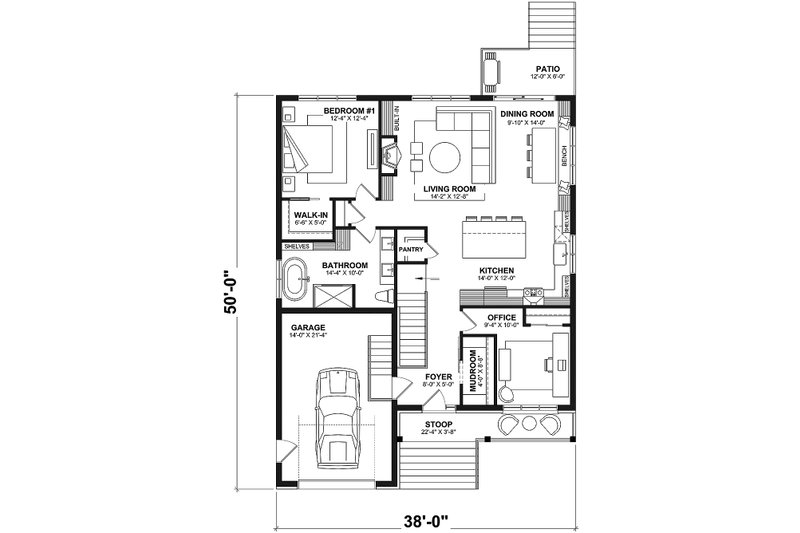 House Blueprint - Floor Plan - Main Floor for Bungalow House Plan #23-2798 - 6 bed, 2 bath