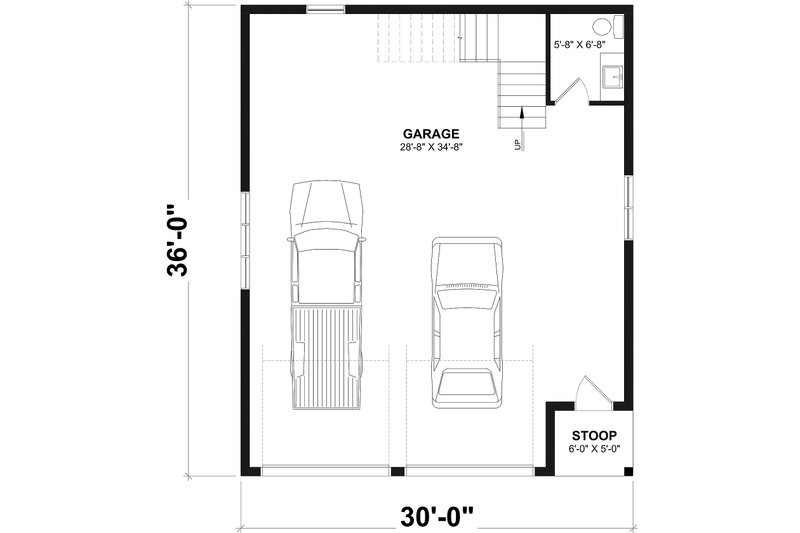 Architectural House Design - Floor Plan - Main Floor for Farmhouse House Plan #23-2889, 1 bath