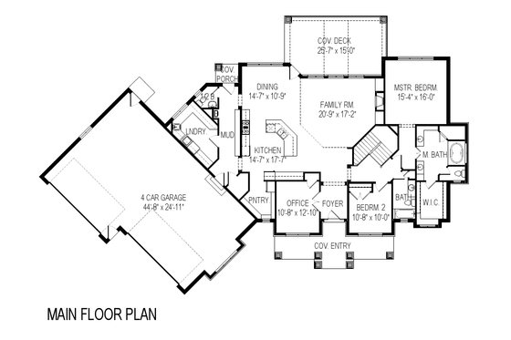 Floor Plan - Main Floor for Craftsman House Plan #920-21 - 6 bed, 4.5 bath