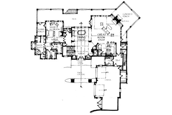 Floor Plan - Main Floor for Craftsman House Plan #921-30 - 4 bed, 5.5 bath