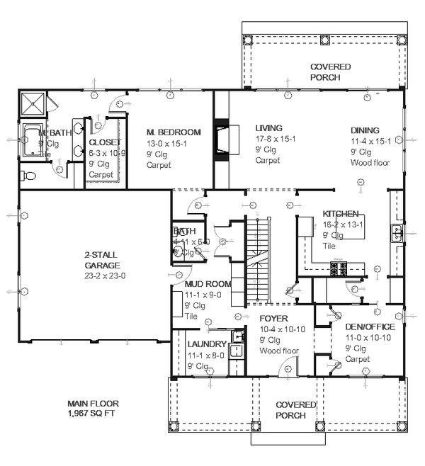 Craftsman Floor Plan - Main Floor Plan #901-31