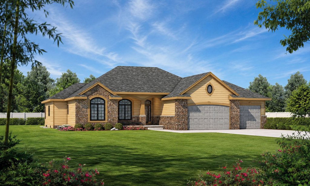 Exterior - Front Elevation 2 for Traditional House Plan #20-2120 - 3 bed, 2.5 bath