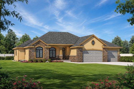 Exterior - Front Elevation for Traditional House Plan #20-2120 - 3 bed, 2.5 bath