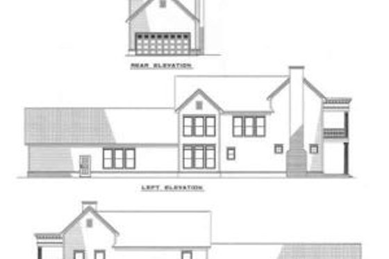 Exterior - Rear Elevation for Southern House Plan #17-255 - 3 bed, 2.5 bath
