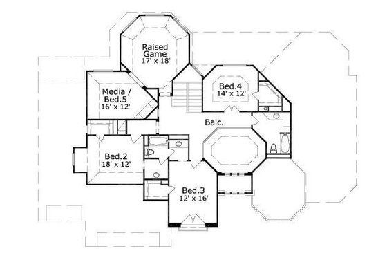Floor Plan - Upper Floor for Mediterranean House Plan #411-239 - 5 bed, 3.5 bath