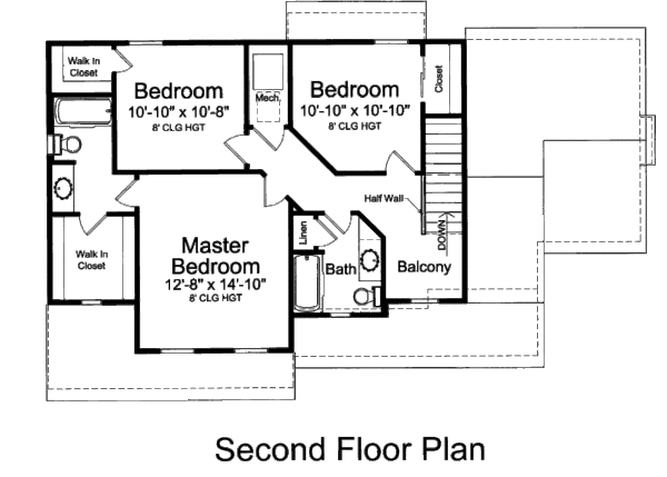 Traditional Floor Plan - Upper Floor Plan #46-512