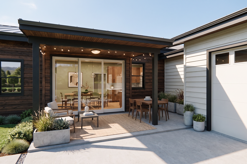 Dream House Plan - Exterior - Outdoor Living for Modern House Plan #1099-22 - 3 bed, 2.5 bath