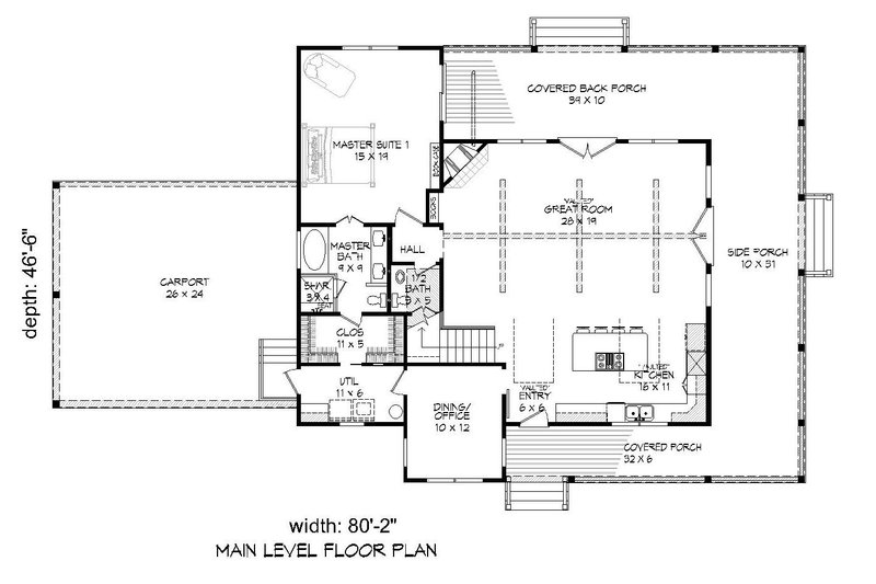 House Plan Design - Floor Plan - Main Floor for Country House Plan #932-268 - 3 bed, 2.5 bath