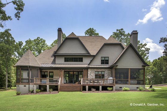 Exterior - Rear Elevation for European House Plan #929-855 - 5 bed, 4 bath