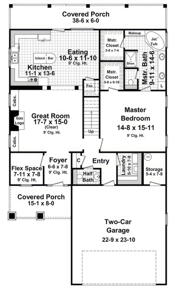 House Blueprint - Craftsman Floor Plan - Main Floor Plan #21-553