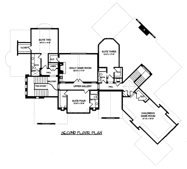 European Floor Plan - Upper Floor Plan #413-802
