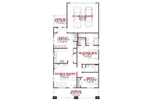 Floor Plan - Main Floor for Craftsman House Plan #63-273 - 2 bed, 2 bath