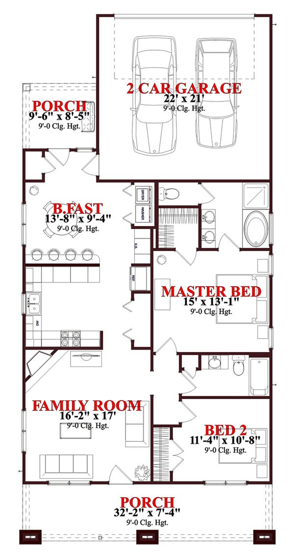 Craftsman Floor Plan - Main Floor Plan #63-273