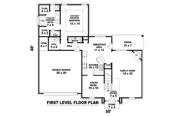 Floor Plan - Main Floor for European House Plan #81-13629 - 3 bed, 2.5 bath