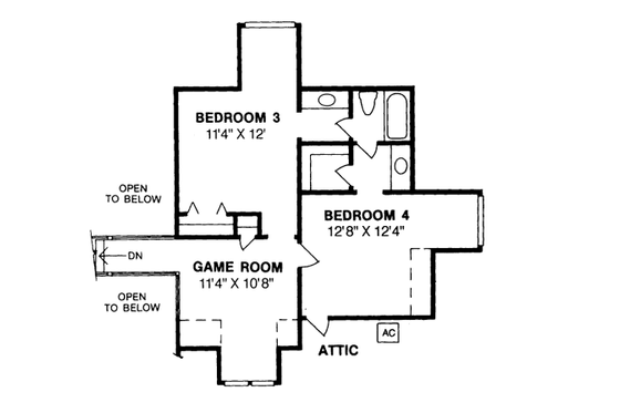 Floor Plan - Upper Floor for Traditional House Plan #20-229 - 4 bed, 3 bath