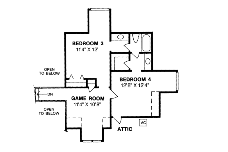 Home Plan - Floor Plan - Upper Floor for Traditional House Plan #20-229 - 4 bed, 3 bath