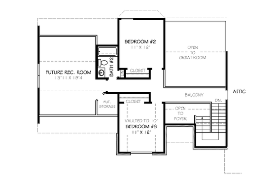 Floor Plan - Upper Floor for Traditional House Plan #424-307 - 3 bed, 2.5 bath