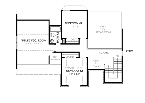 Traditional Floor Plan - Upper Floor Plan #424-307