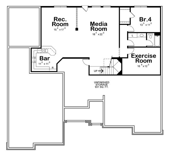 House Plan Design - European Floor Plan - Lower Floor Plan #20-2460