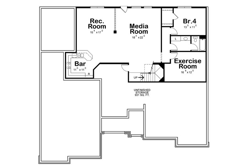 Architectural House Design - Floor Plan - Lower Floor for European House Plan #20-2460 - 4 bed, 3.5 bath