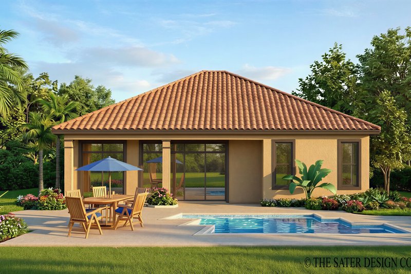 Home Plan - Exterior - Rear Elevation for Mediterranean House Plan #930-386 - 2 bed, 2 bath