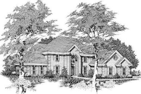 Exterior - Front Elevation for European House Plan #329-296 - 5 bed, 3 bath