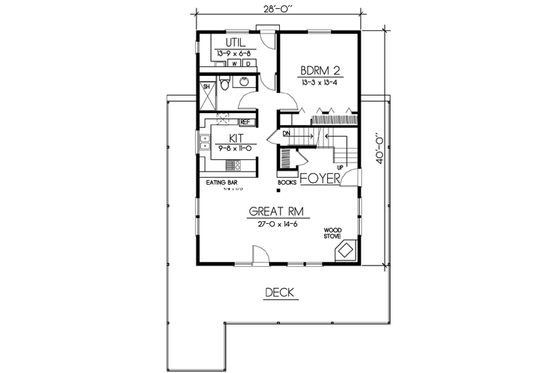 Floor Plan - Main Floor for Modern House Plan #100-457 - 2 bed, 2 bath