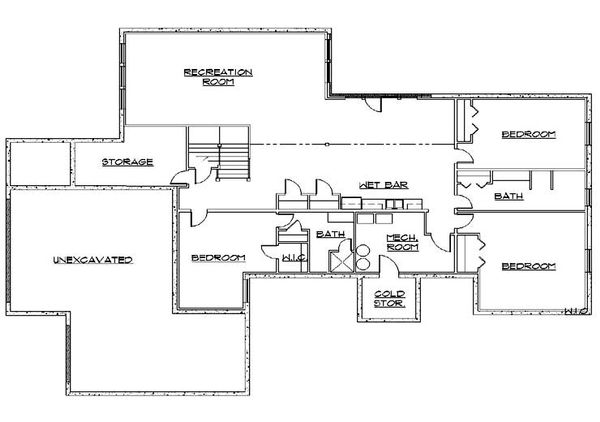 Architectural House Design - European Floor Plan - Lower Floor Plan #5-325