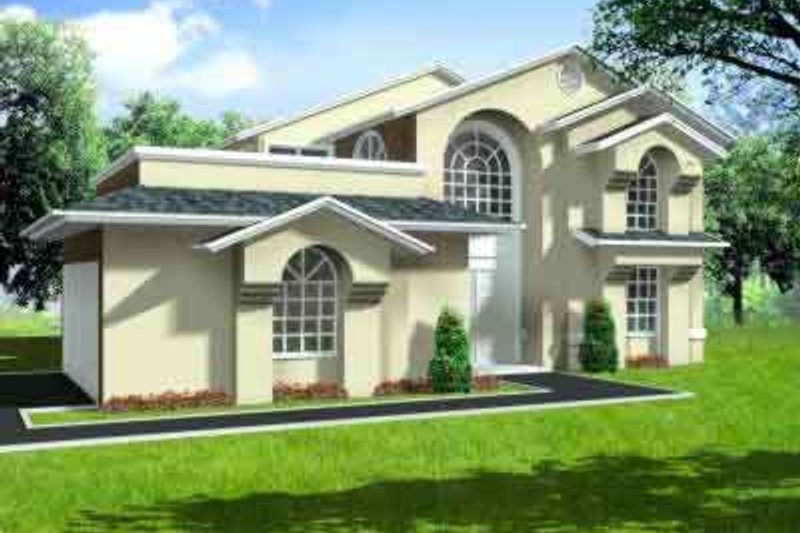 House Blueprint - Adobe / Southwestern Exterior - Front Elevation Plan #1-428