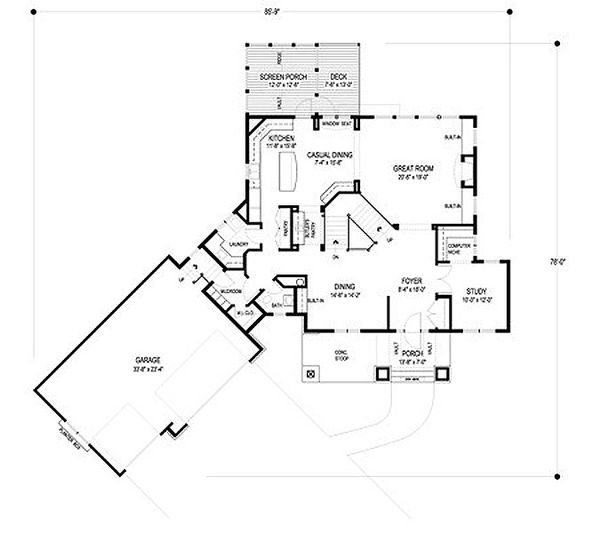 Home Plan - Traditional Floor Plan - Main Floor Plan #56-596