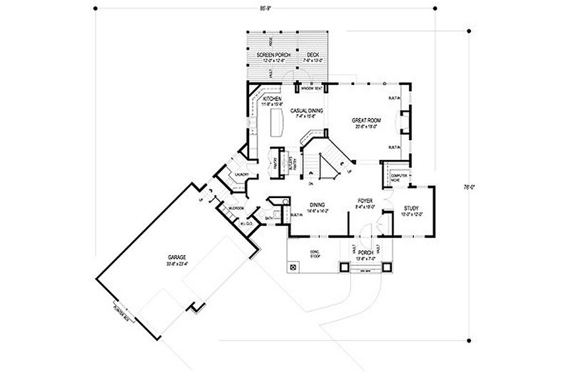 Architectural House Design - Floor Plan - Main Floor for Traditional House Plan #56-596 - 5 bed, 4.5 bath