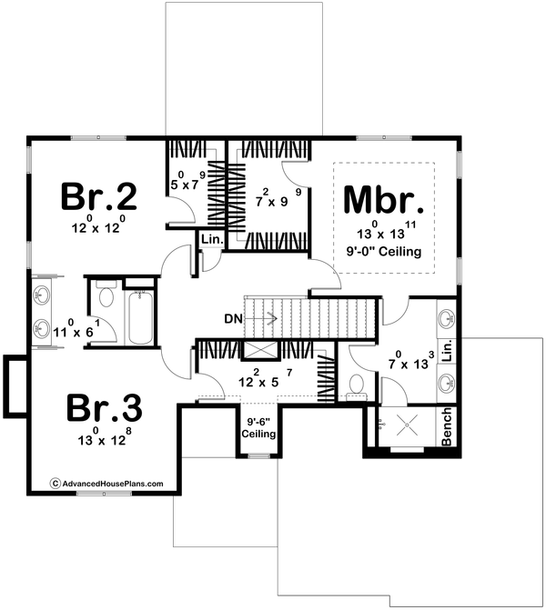 Dream House Plan - Tudor Floor Plan - Upper Floor Plan #455-368