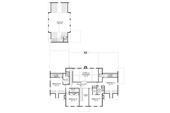Floor Plan - Upper Floor for Country House Plan #932-366 - 6 bed, 5.5 bath