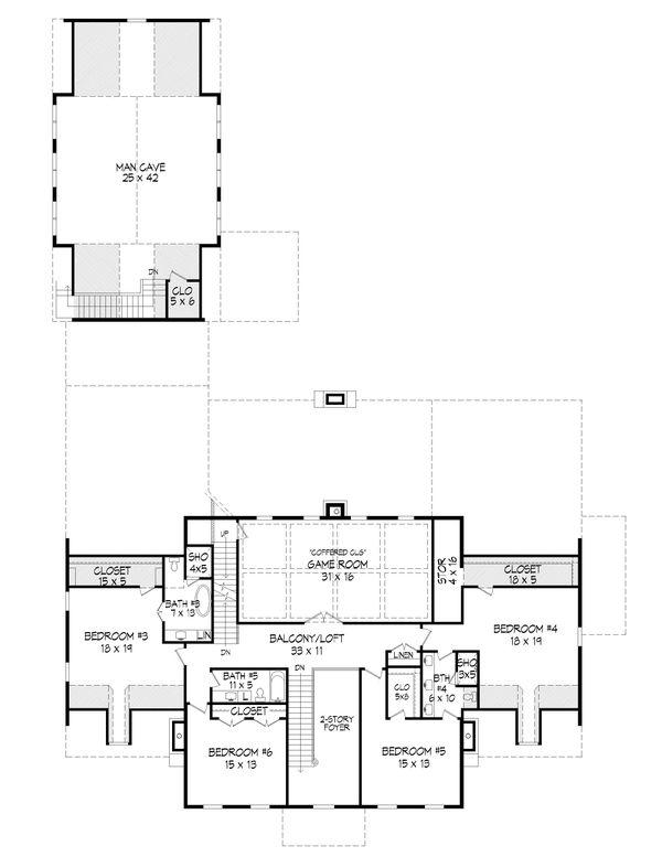 Country Floor Plan - Upper Floor Plan #932-366