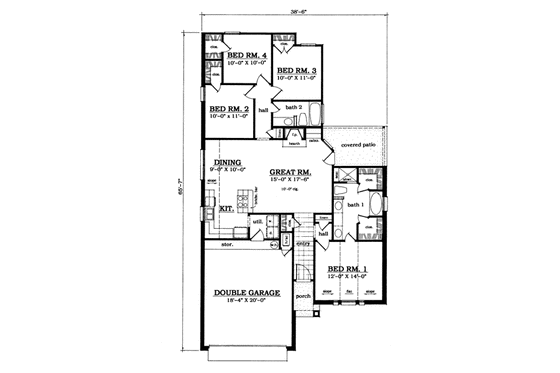 Floor Plan - Main Floor for Traditional House Plan #42-110 - 4 bed, 2 bath