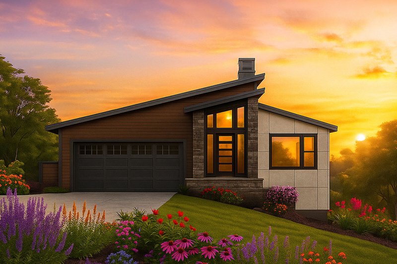Architectural House Design - Exterior - Front Elevation 3 for Contemporary House Plan #124-1461 - 4 bed, 4 bath