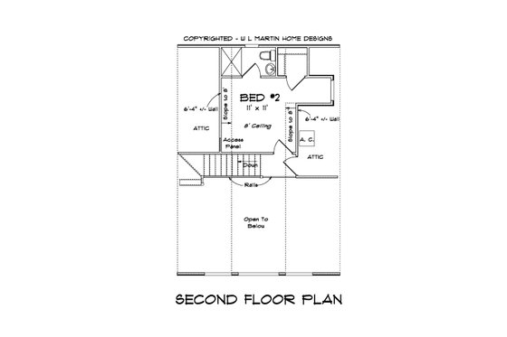 Floor Plan - Upper Floor for Cabin House Plan #513-2208 - 2 bed, 2 bath