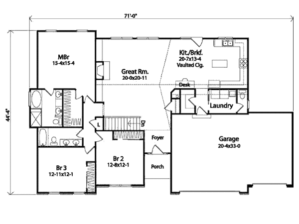 Ranch Floor Plan - Main Floor Plan #22-527